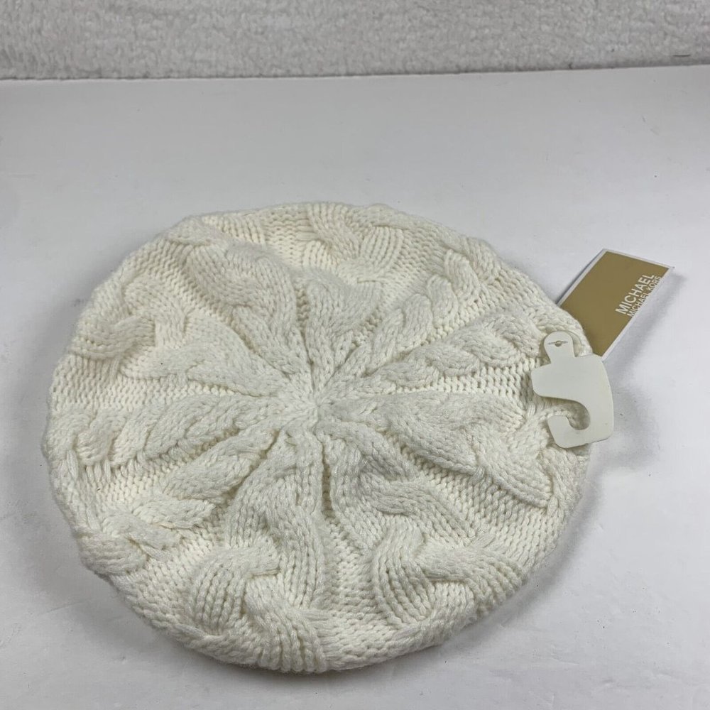 Michael Michael‎ Kors Winter Beanie Womens One Size Cream Off White Acrylic 6149